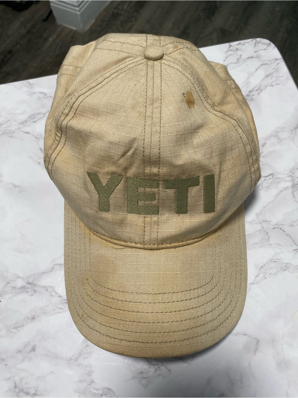 YETI Coolers Ripstop Snapback Hat Khaki Tan Olive Green Logo Built For The Wild